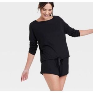 Stars Above Ribbed Pajama Set in Black Size XXL